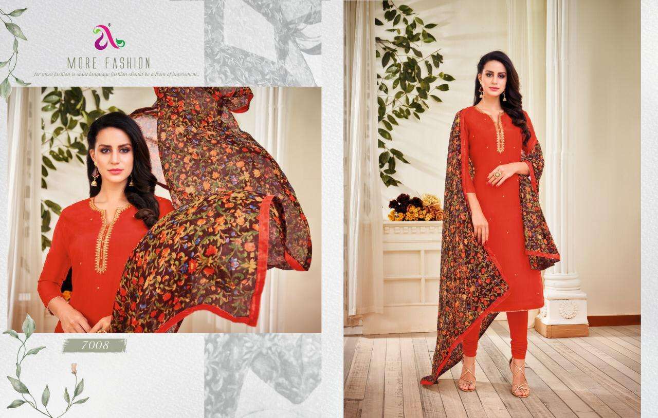 DAIRY MILK VOL-31 BY ANGROOP PLUS 7002 TO 7017 SERIES BEAUTIFUL STYLISH FANCY COLORFUL CASUAL WEAR & ETHNIC WEAR CHANDERI COTTON DRESSES AT WHOLESALE PRICE